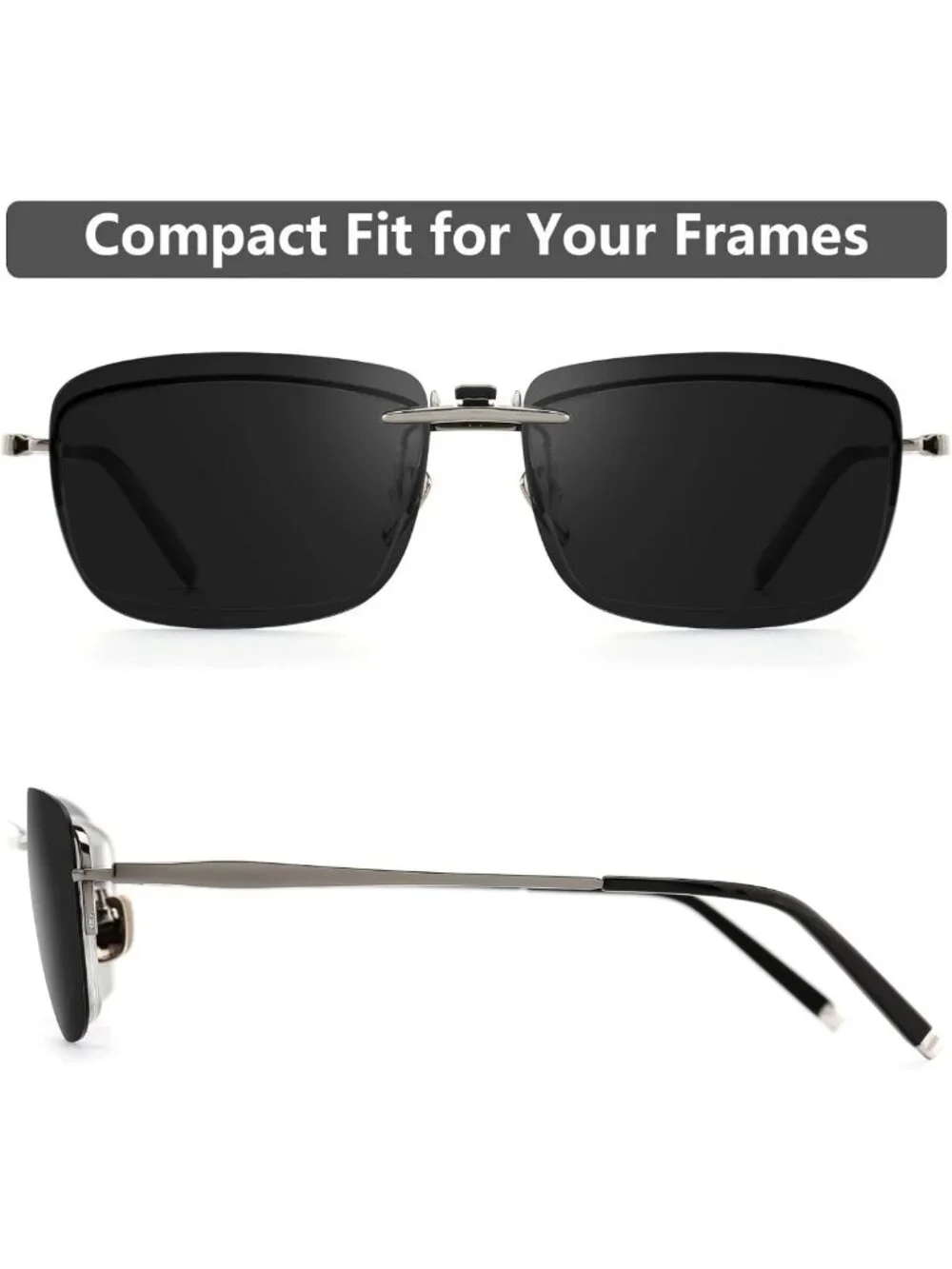 Polarized Clip-On Sunglasses for Prescription Glasses - Compact Fit for Men